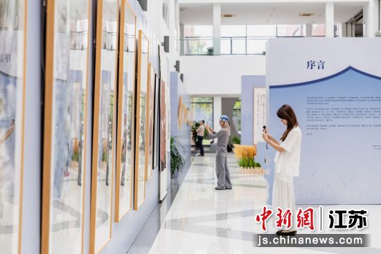 观众欣赏展出的作品。中国人民大学苏州校区 供图 观众欣赏展出的作品。中国人民大学苏州校区 供图