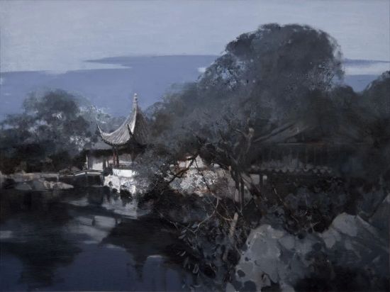 徐月新创作的 油画《醉江南》。主办方供图