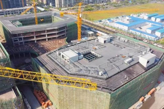 航拍中冶天工集团承建的盐城市大丰区卯酉教育服务中心一期项目。
